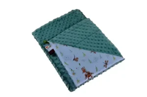 Kocyk  MINKY wzór szałwia-jelonek