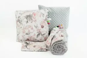 POŚCIEL DO PRZEDSZKOLA wzór szare-peonia