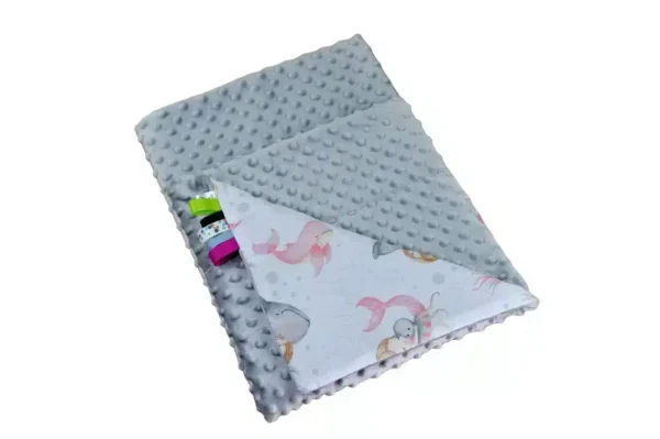 Kocyk MINKY wzór szare-syrenka