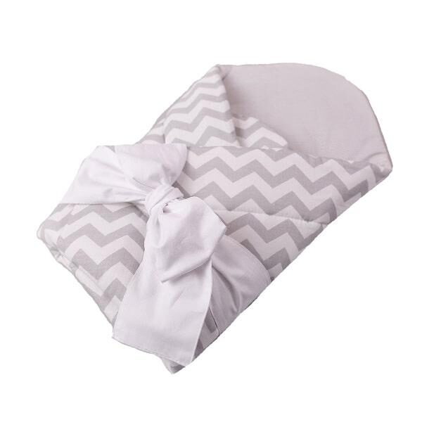 rożek niemowlęcy miękki prosty szary zygzak