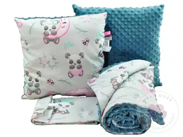 Pościel do przedszkola panda szara 100x135 bawełniana
