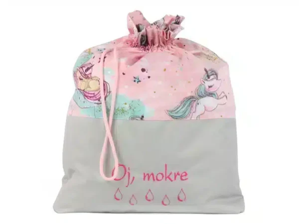 Worek na mokre ubrania Oj, mokre Jednorożce różowe