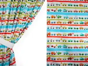 Zasłony do pokoju dziecka Auta na pasach