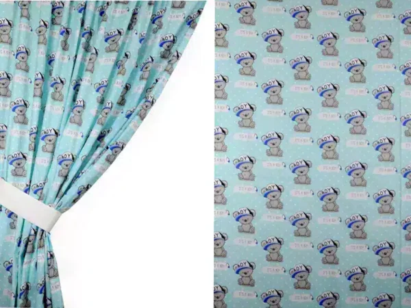 Zasłony do pokoju dziecka Miś Boy Niebieski