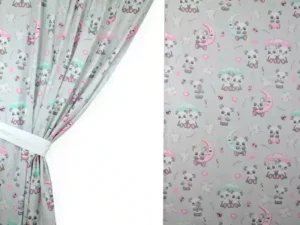 Zasłony do pokoju dziecka Panda Szara