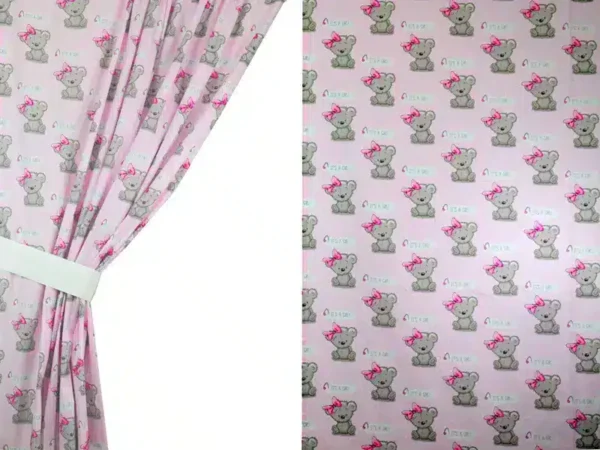 Zasłony do pokoju dziecka Miś Girl Róż