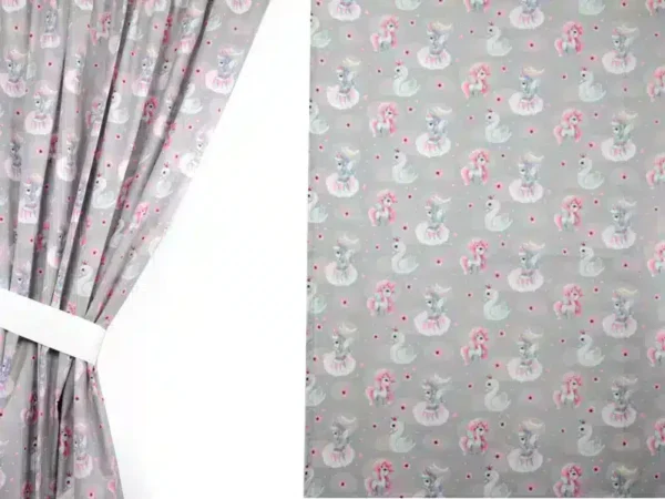 Zasłony do pokoju dziecka Koniki Szare