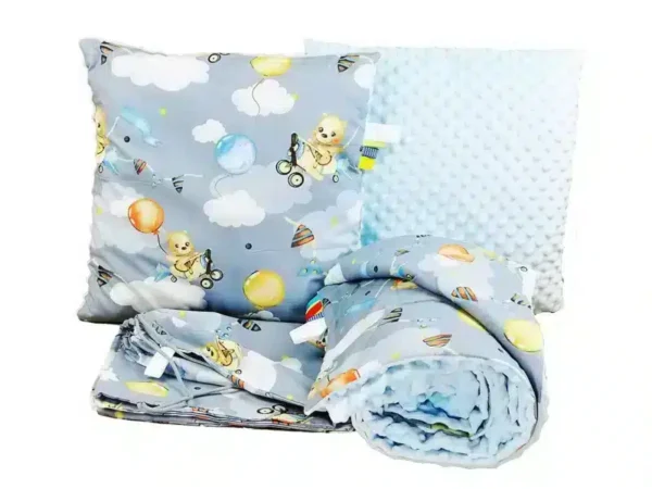 Pościel do przedszkola miś samolot niebieski 100x135 bawełniana